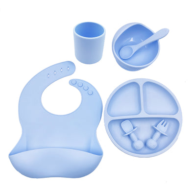 Set Repas Bébé en Silicone – Bavoir, Gobelet & Cuillère
