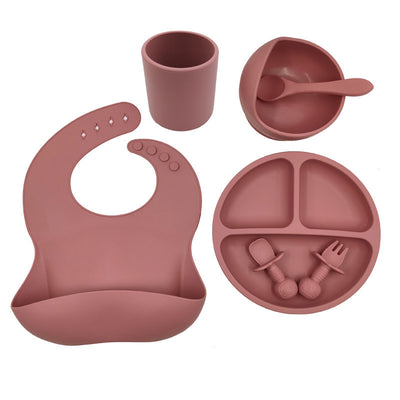 Set Repas Bébé en Silicone – Bavoir, Gobelet & Cuillère