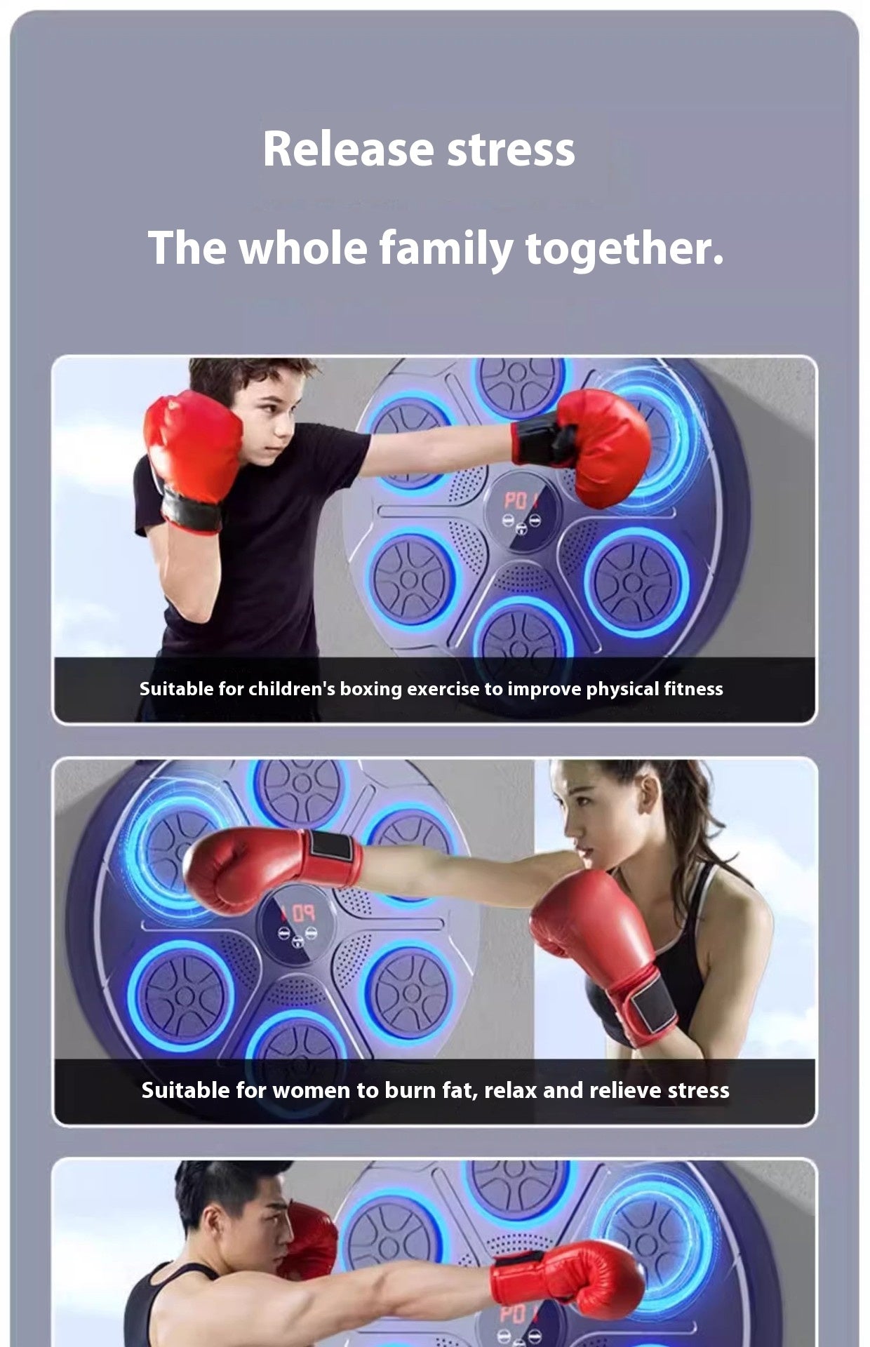 Machine de Boxe Musicale avec Lumières RGB & Bluetooth
