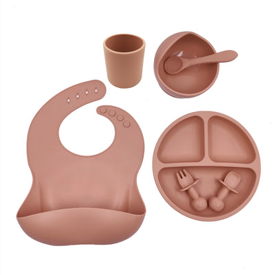 Set Repas Bébé en Silicone – Bavoir, Gobelet & Cuillère