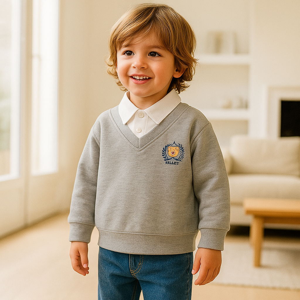 Sweat-Shirt 2-en-1 en Tricot – Style Chemise à Col V pour Garçons (2 à 6 ans)