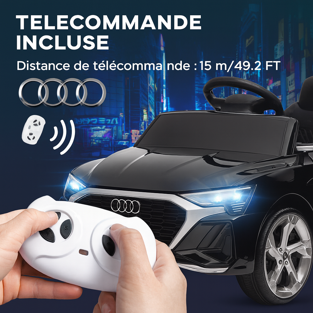 Audi Q8 e-tron Sportback 12V – Voiture Électrique Enfant Officielle, RC & Lumières