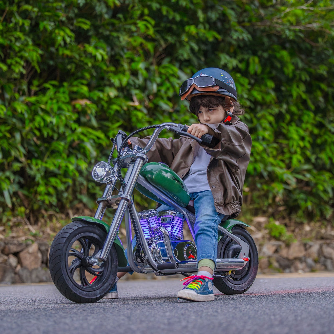 Moto Électrique Cruiser 12" – 24V 160W, LED & Bluetooth - Bleu
