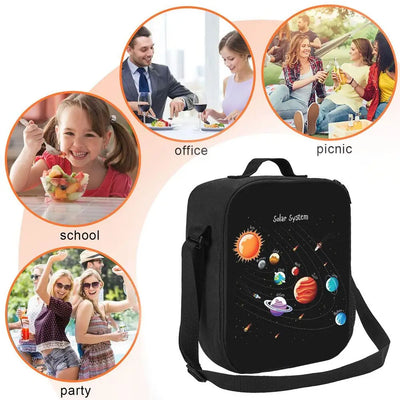 Sac à déjeuner isolés à motif de système solaire,