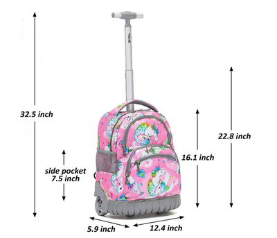 Cartable à roulettes enfant pratique et robuste - Unicorne