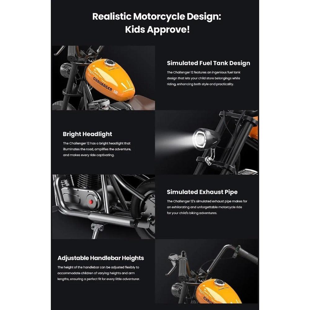 Moto Électrique Cruiser 12" – 24V 160W, LED & Bluetooth - Bleu