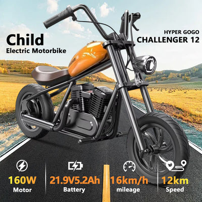 Moto Électrique Cruiser 12" – 24V 160W, LED & Bluetooth - Orange