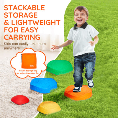 Pierres d’Équilibre Montessori 5PCS – Antidérapant, Sensoriel & Empilable