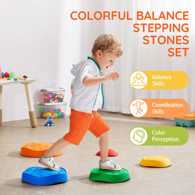 Pierres d’Équilibre Montessori 5PCS – Antidérapant, Sensoriel & Empilable