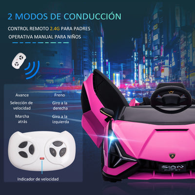 Voiture Électrique Enfant Lamborghini 12V – Télécommande, Portes Ouvrantes, Musique MP3 & LED - Rose