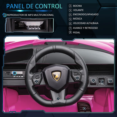 Voiture Électrique Enfant Lamborghini 12V – Télécommande, Portes Ouvrantes, Musique MP3 & LED - Rose
