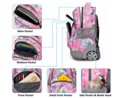 Cartable à roulettes enfant pratique et robuste - Unicorne
