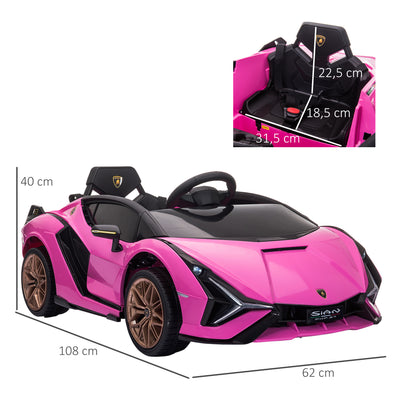 Voiture Électrique Enfant Lamborghini 12V – Télécommande, Portes Ouvrantes, Musique MP3 & LED - Rose