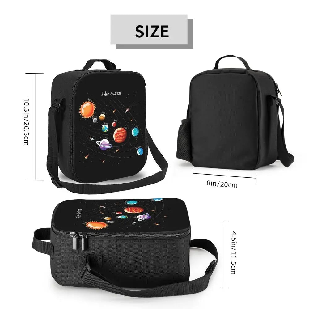 Sac à déjeuner isolés à motif de système solaire,