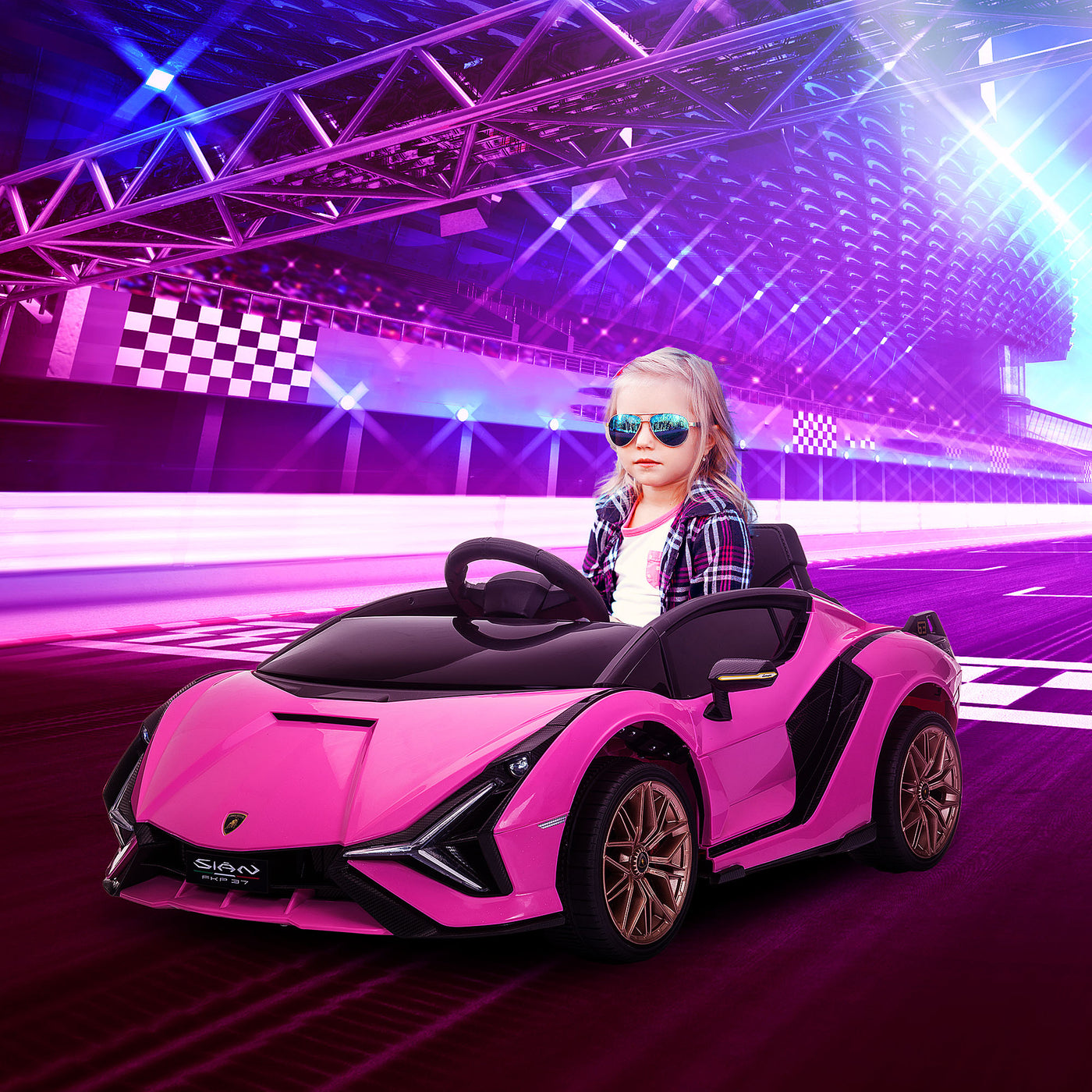 Voiture Électrique Enfant Lamborghini 12V – Télécommande, Portes Ouvrantes, Musique MP3 & LED - Rose