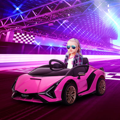 Voiture Électrique Enfant Lamborghini 12V – Télécommande, Portes Ouvrantes, Musique MP3 & LED - Rose