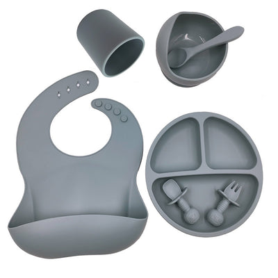 Set Repas Bébé en Silicone – Bavoir, Gobelet & Cuillère