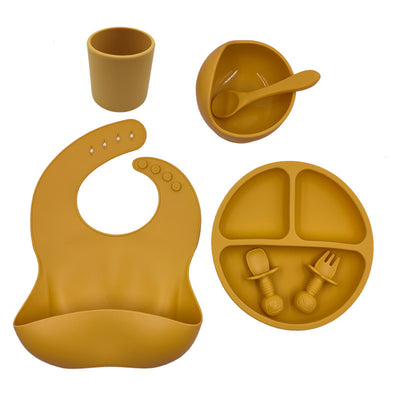 Set Repas Bébé en Silicone – Bavoir, Gobelet & Cuillère