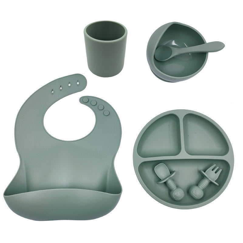 Set Repas Bébé en Silicone – Bavoir, Gobelet & Cuillère