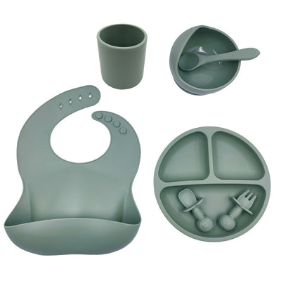 Set Repas Bébé en Silicone – Bavoir, Gobelet & Cuillère