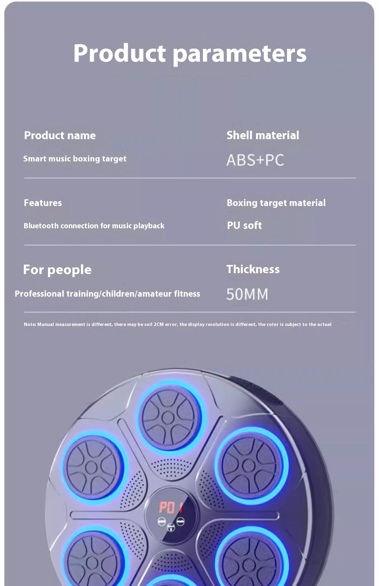 Machine de Boxe Musicale avec Lumières RGB & Bluetooth