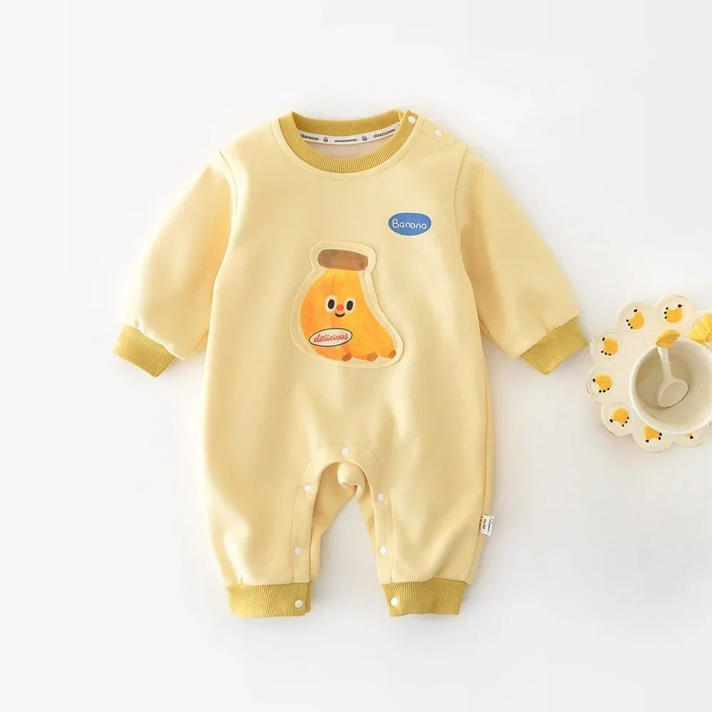 Barboteuse Banane d’Automne – Douceur & Tendresse pour Bébé (0 à 2 ans)