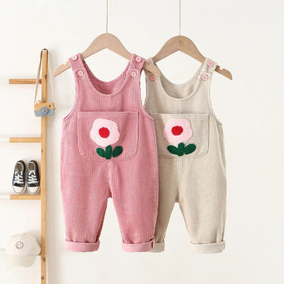 Salopette Florale en Velours Côtelé – Douceur & Style pour Petites Filles (1 à 4 ans)