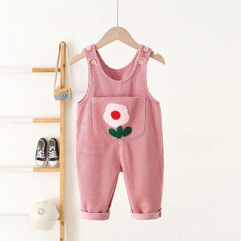 Salopette Florale en Velours Côtelé – Douceur & Style pour Petites Filles (1 à 4 ans)