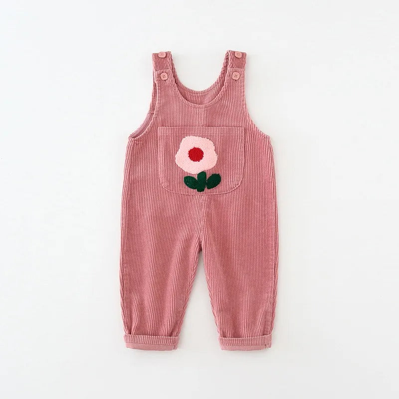 Salopette Florale en Velours Côtelé – Douceur & Style pour Petites Filles (1 à 4 ans)