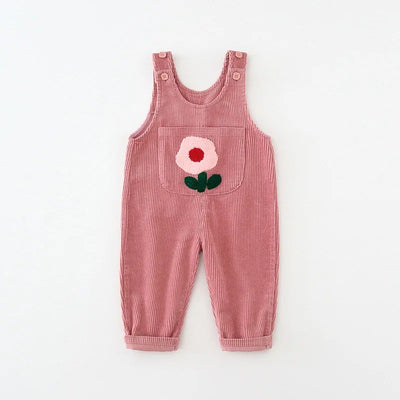 Salopette Florale en Velours Côtelé – Douceur & Style pour Petites Filles (1 à 4 ans)