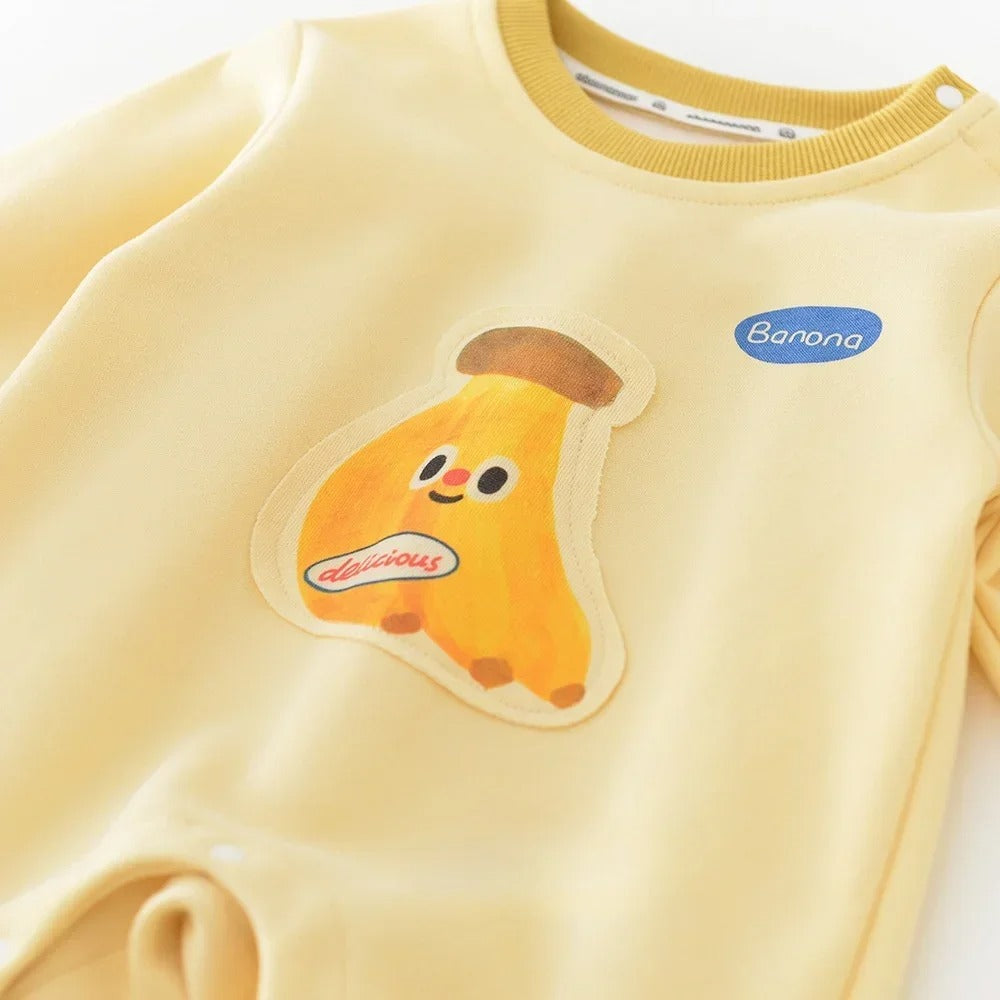 Barboteuse Banane d’Automne – Douceur & Tendresse pour Bébé (0 à 2 ans)
