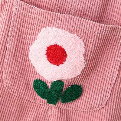 Salopette Florale en Velours Côtelé – Douceur & Style pour Petites Filles (1 à 4 ans)